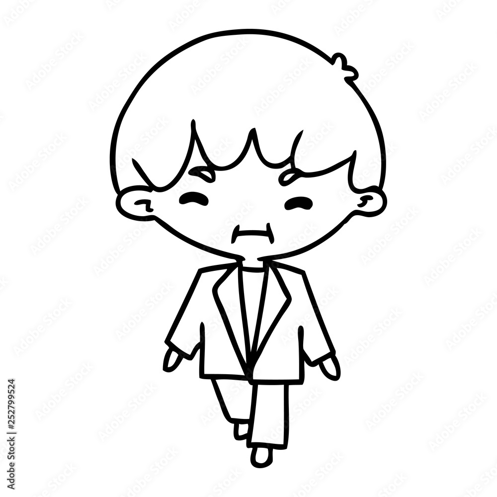 line drawing kawaii cute boy in suit line drawing kawaii cute boy in suit