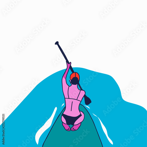 Hand lettering SUP stand up paddling vector logo