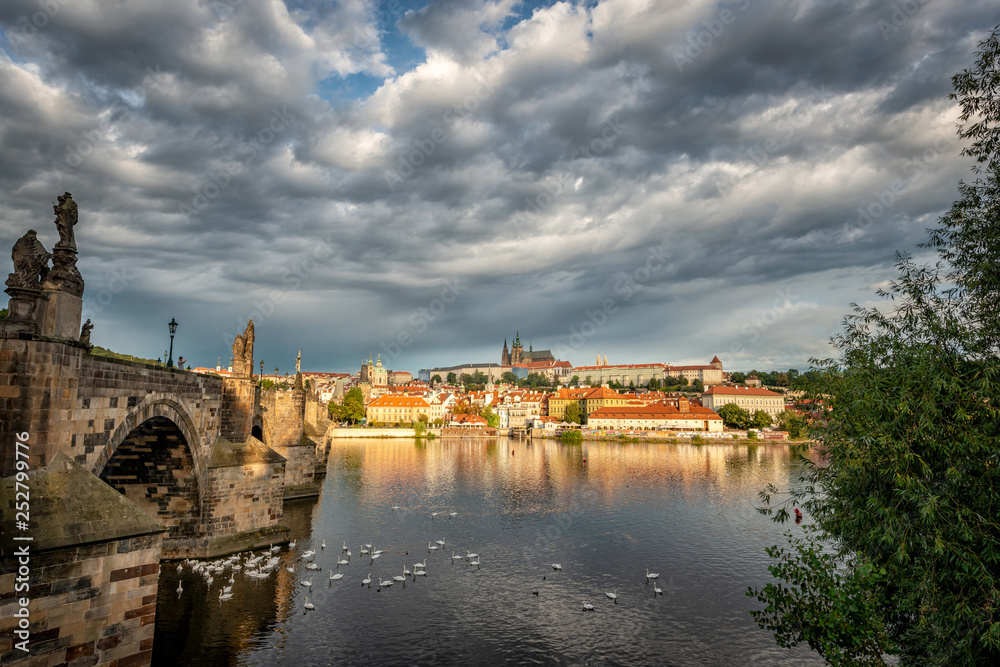 The Charles bridge and the river Vltava Prague Czech republic