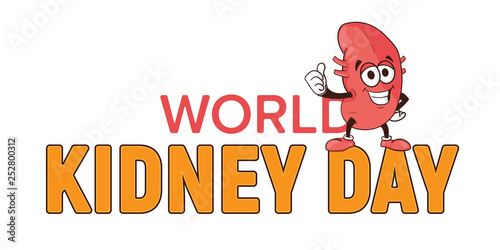 World kidney day vector cartoon human body health organ smiling mascot character illustration isolated on white background Perfect to use for medical awareness poster design or company logo template