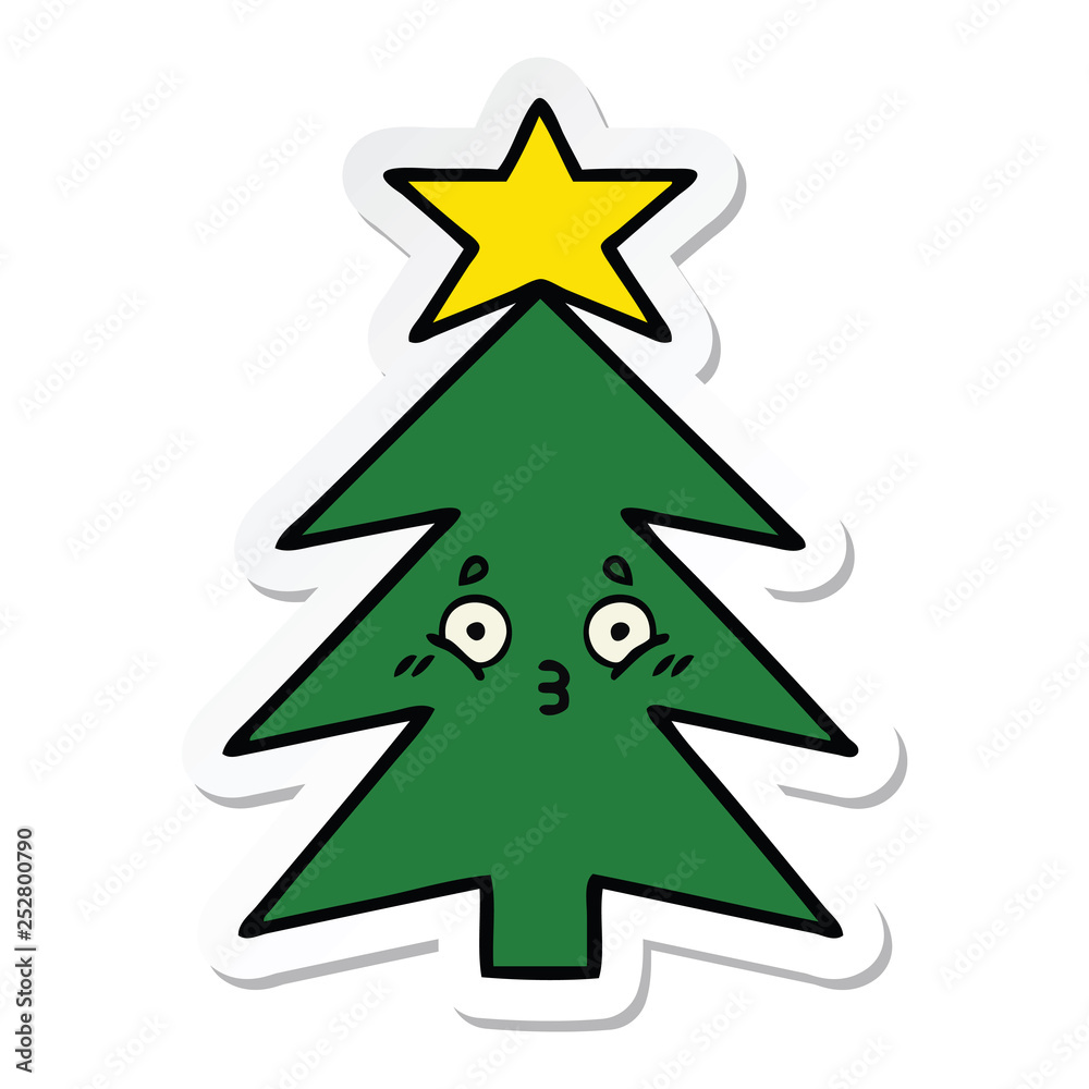 sticker of a cute cartoon christmas tree sticker of a cute cartoon christmas tree