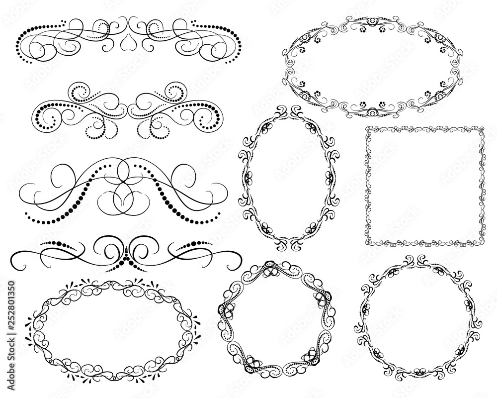 Set of dborders, framesecorative florish dividers, Set of dborders, framesecorative florish dividers,