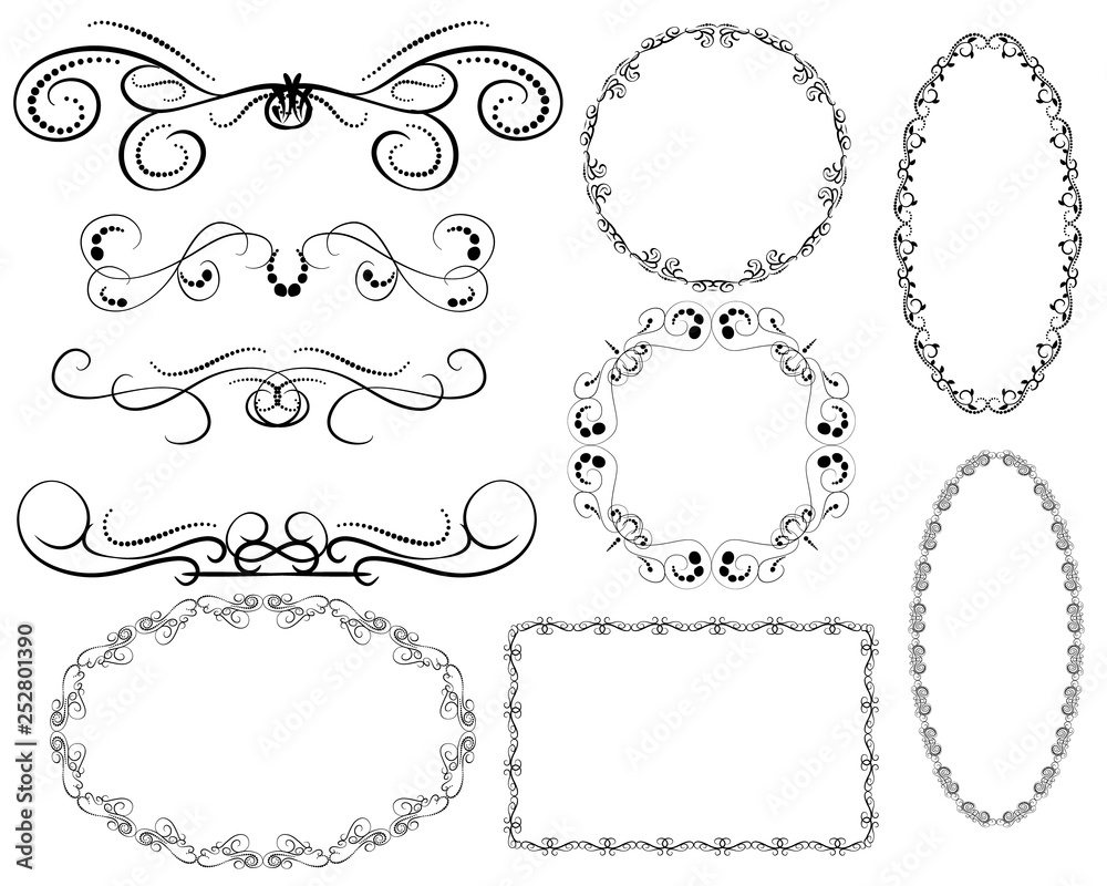 Set of dborders, framesecorative florish dividers, Set of dborders, framesecorative florish dividers,