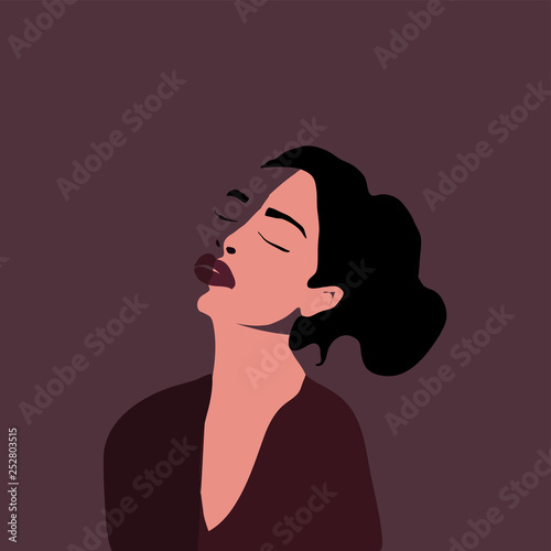 flat portrait style  girl young women fashion vector illustration