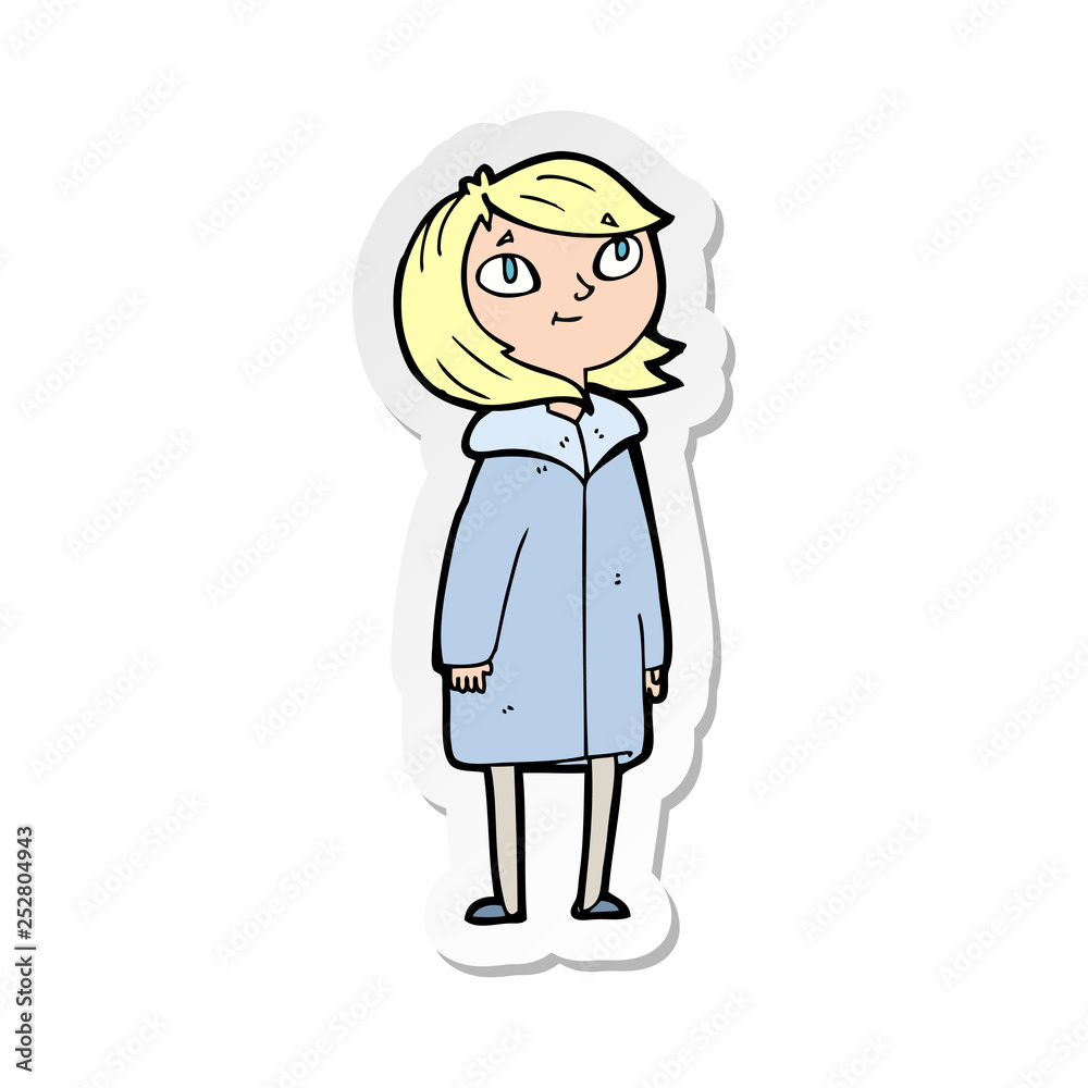 sticker of a cartoon happy girl sticker of a cartoon happy girl