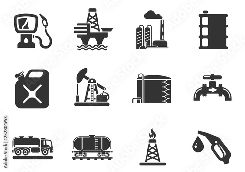 Oil and petrol industry objects icons