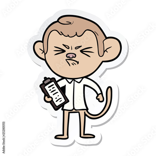 sticker of a cartoon annoyed monkey