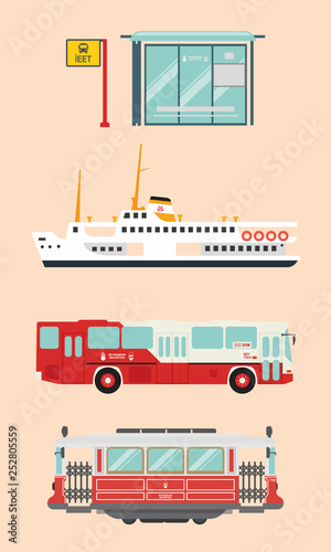 istanbul nostalgic transport, bus, tram, steamboat