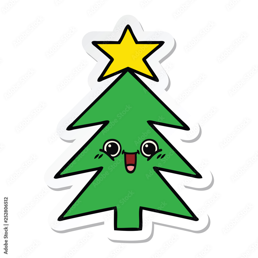 sticker of a cute cartoon christmas tree sticker of a cute cartoon christmas tree