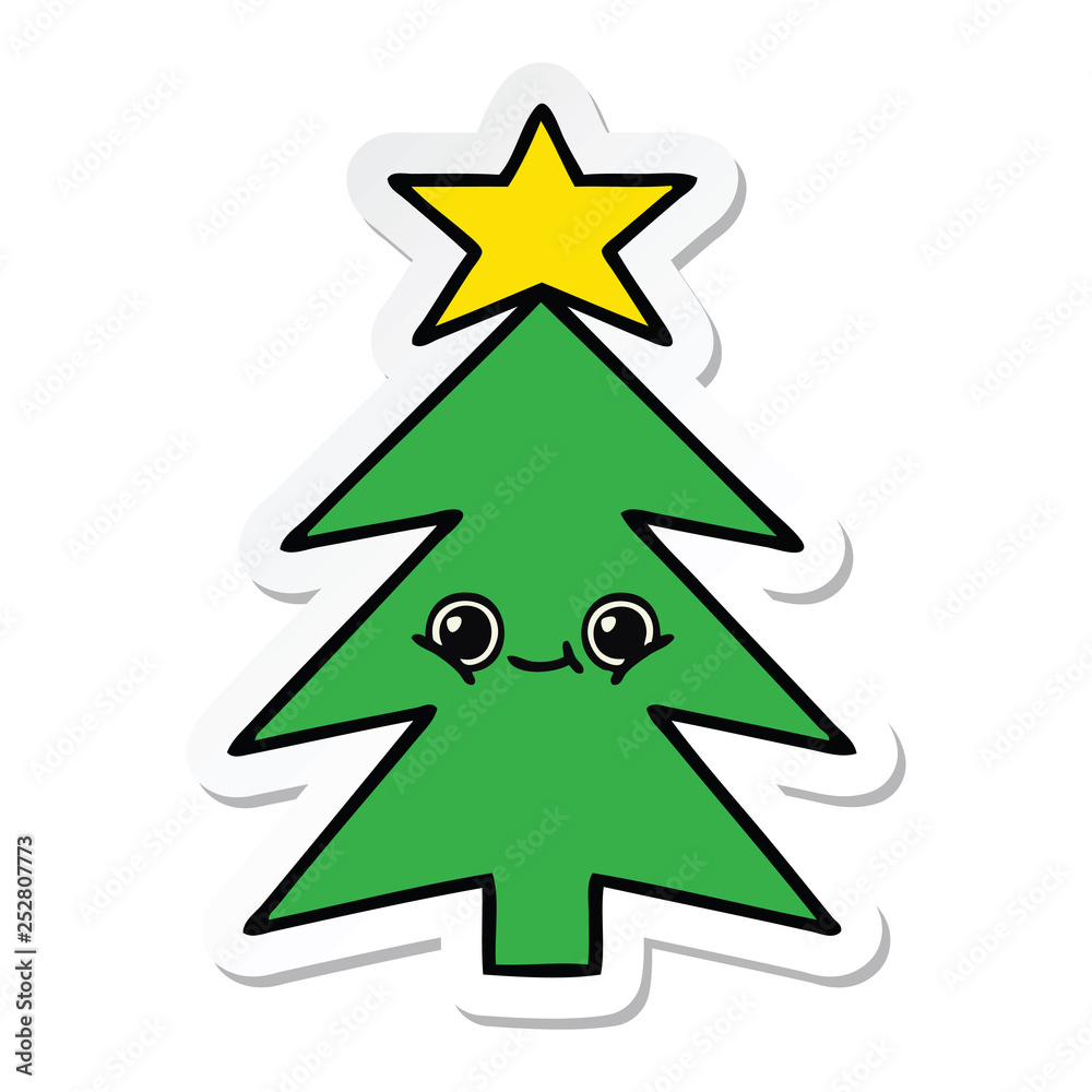 sticker of a cute cartoon christmas tree sticker of a cute cartoon christmas tree