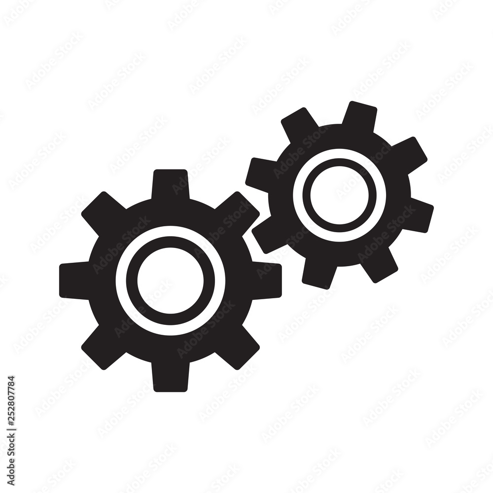 Line icon settings. Two gears isolated on white background. Vector illustration. Line icon settings. Two gears isolated on white background. Vector illustration.