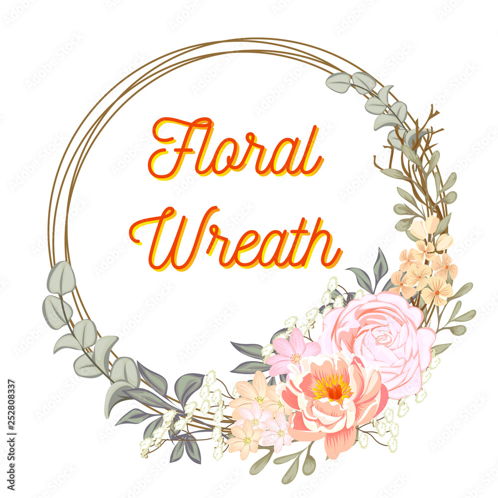 Obraz premium spring flower vector wreath softer color
