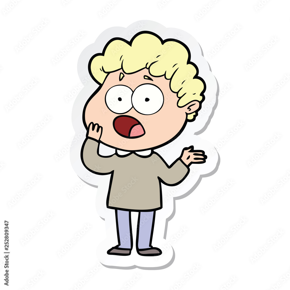 sticker of a cartoon man gasping in surprise sticker of a cartoon man gasping in surprise