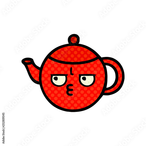 comic book style cartoon teapot