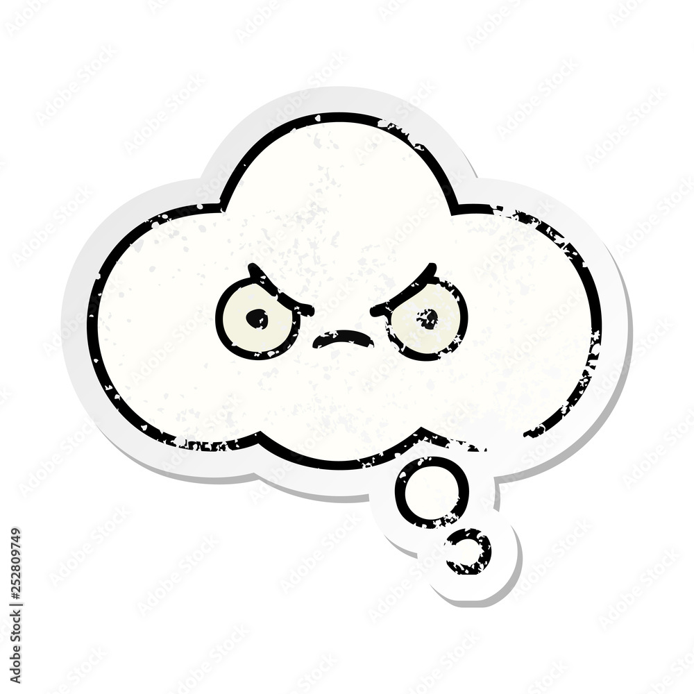 distressed sticker of a cute cartoon thought bubble distressed sticker of a cute cartoon thought bubble