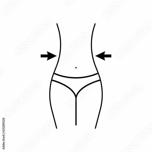 Women waist, weight loss. Weight training and Healthy Eating. White background. Vector illustration