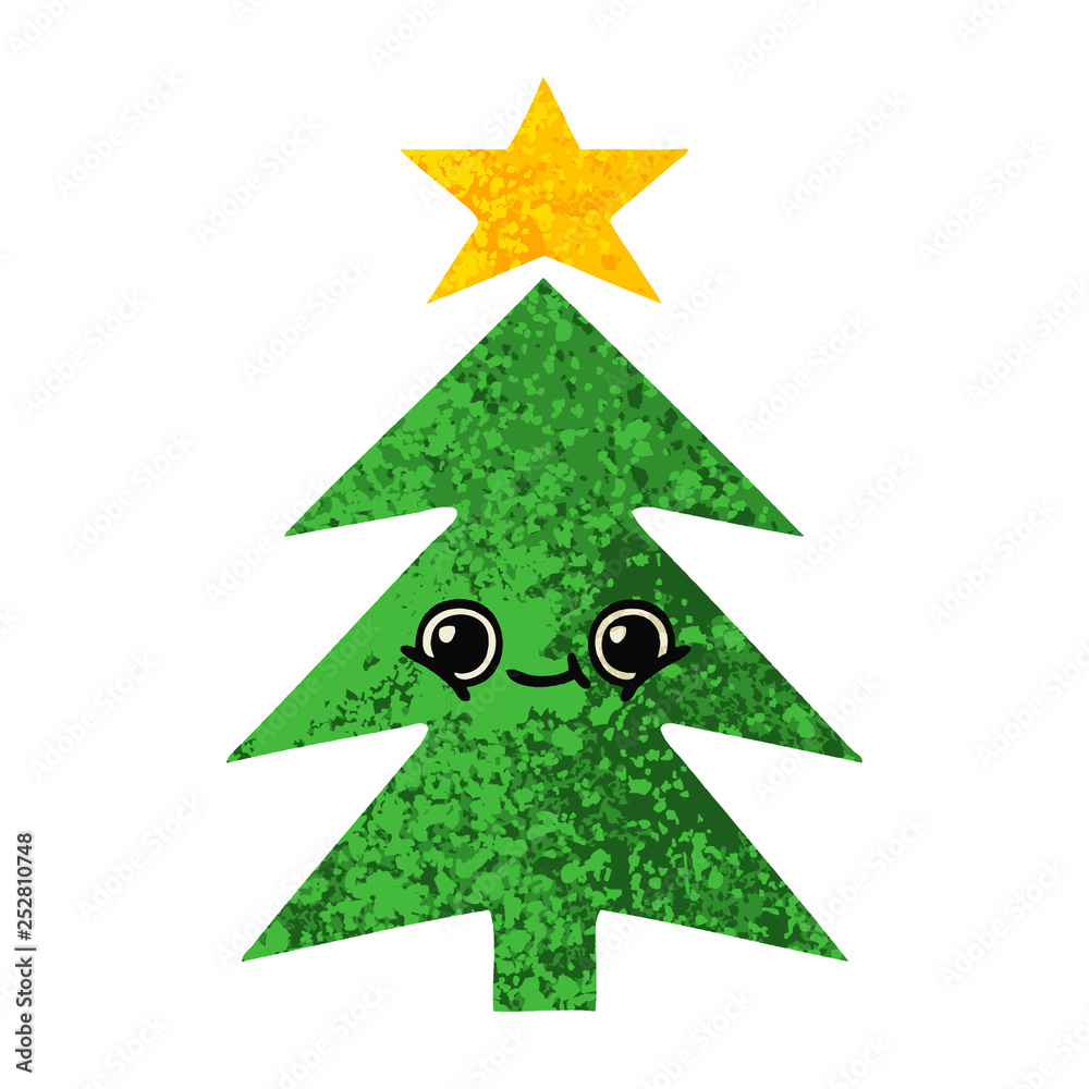 retro illustration style cartoon christmas tree retro illustration style cartoon christmas tree
