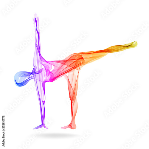 Abstract woman's silhouette, yoga pose, asana