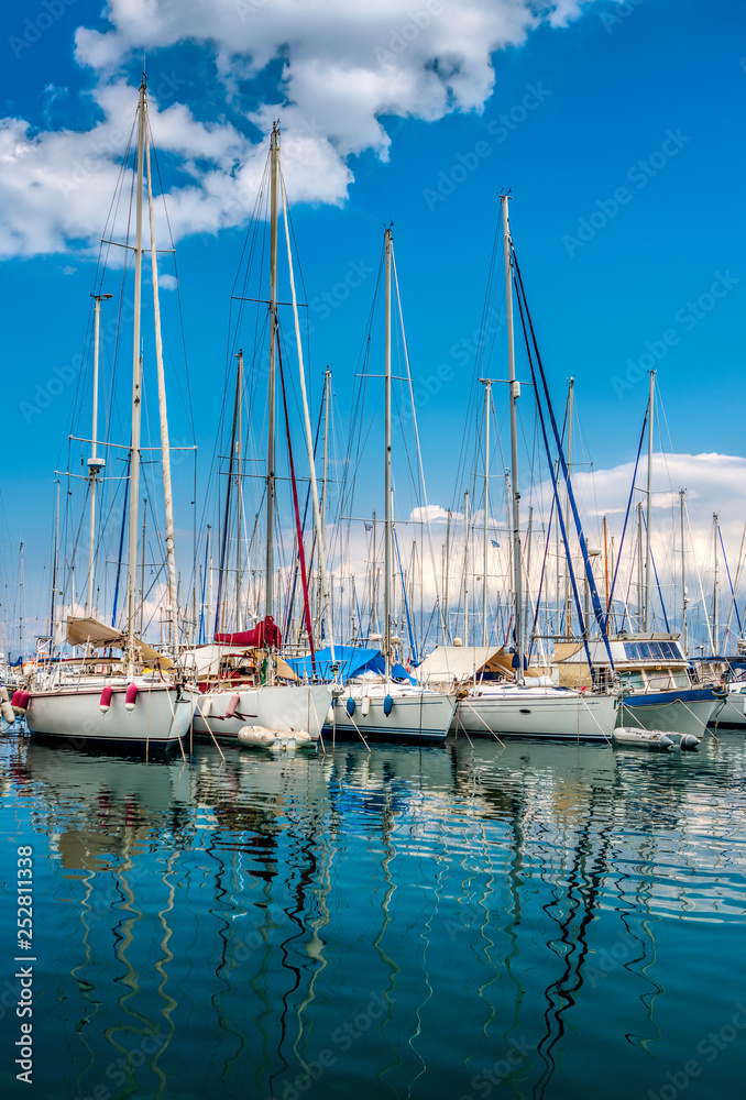 Yacht in the port of Agios Nikolaos, Crete, Greece