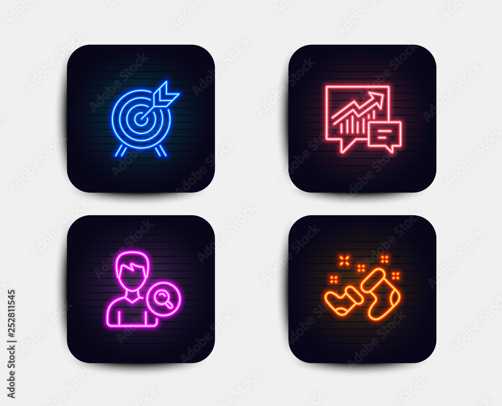 Neon set of Search people, Archery and Accounting icons. Santa boots sign. Find profile, Attraction park, Supply and demand. New year. Neon icons. Glowing light banners. Vector Neon set of Search people, Archery and Accounting icons. Santa boots sign. Find profile, Attraction park, Supply and demand. New year. Neon icons. Glowing light banners. Vector