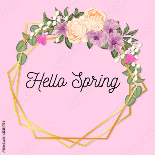 Fototapeta Naklejka Na Ścianę i Meble -  hello spring, floral wreath vector