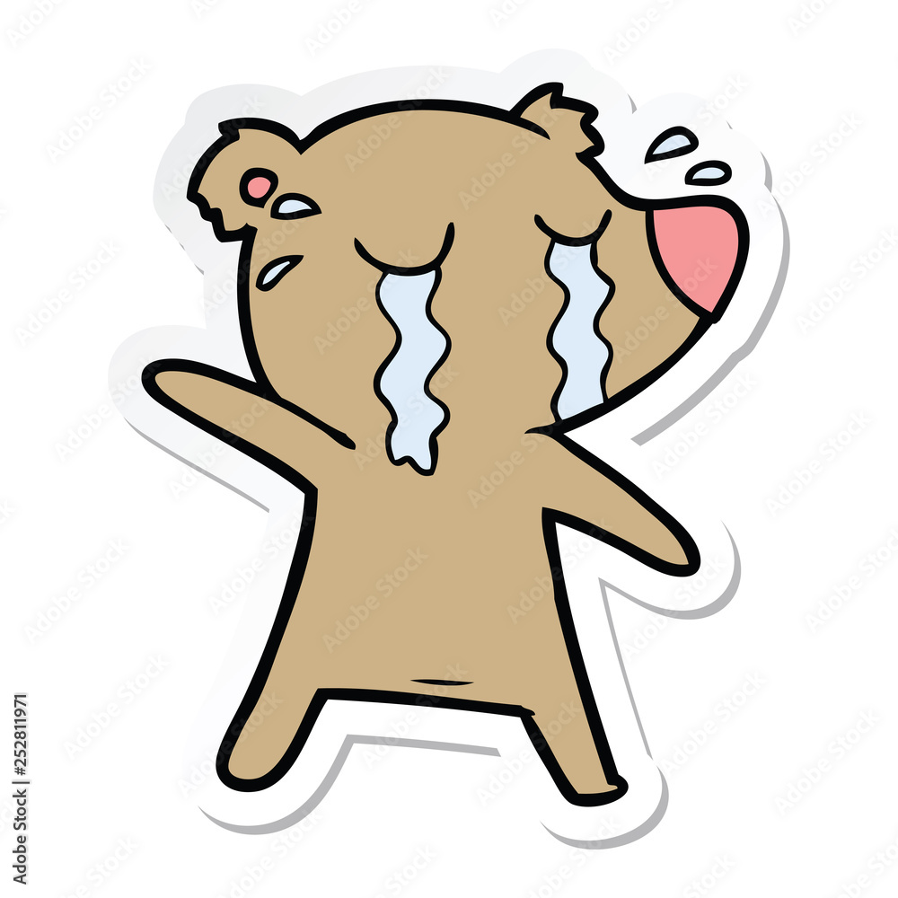 Fototapeta premium sticker of a cartoon crying bear