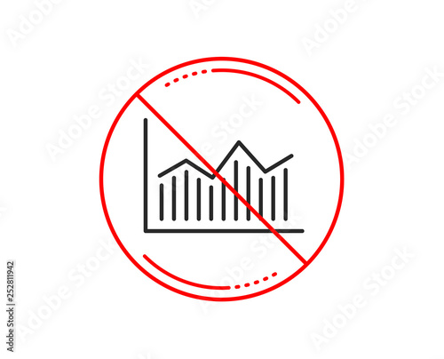 No or stop sign. Financial chart line icon. Economic graph sign. Stock exchange symbol. Business investment. Caution prohibited ban stop symbol. No  icon design.  Vector