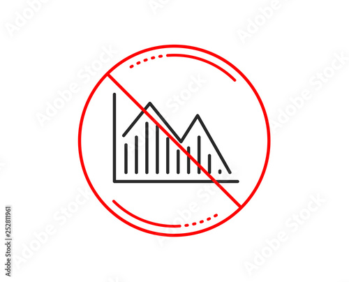 No or stop sign. Financial chart line icon. Economic graph sign. Stock exchange symbol. Business investment. Caution prohibited ban stop symbol. No  icon design.  Vector