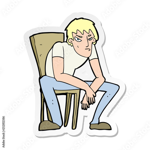 sticker of a cartoon dejected man