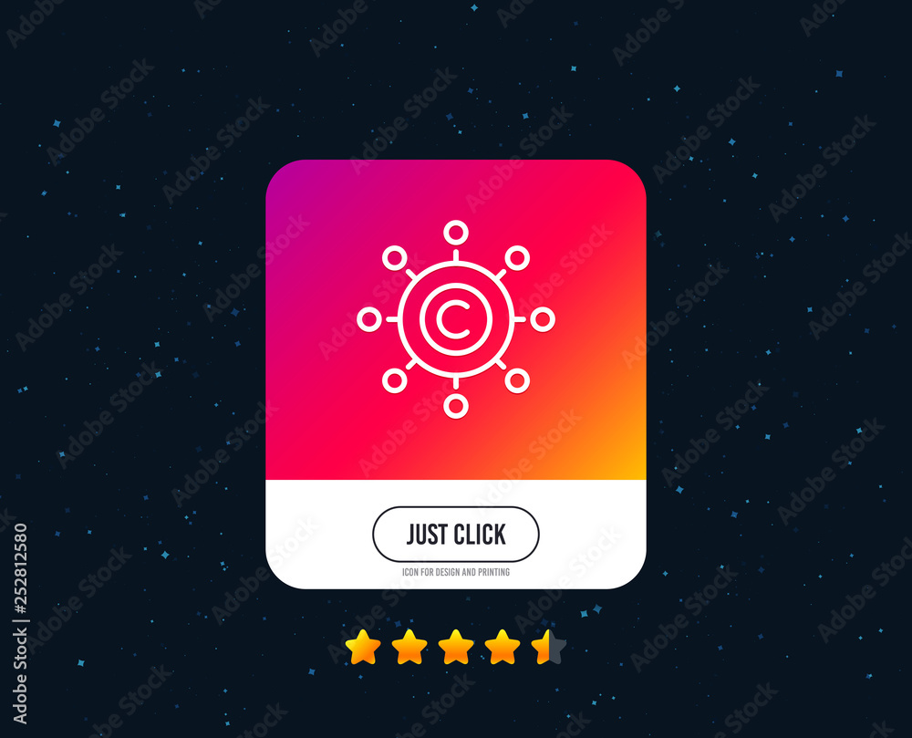 Copywriting network line icon. Copyright sign. Content networking symbol. Web or internet line icon design. Rating stars. Just click button. Vector