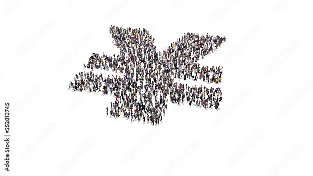 Crowd of people forming a yuan symbol Crowd of people forming a yuan symbol
