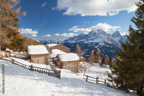 Monte Elmo, Dolomites, Italy - Mountain skiing and snowboarding. Sexten (Sesto), Trentino-Alto Adige, Puster Valley (Alta Pusteria), South Tyrol. photo