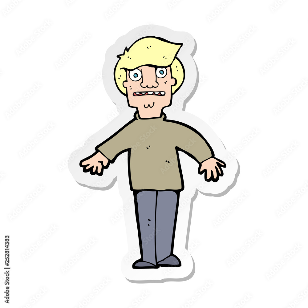 sticker of a cartoon shocked man