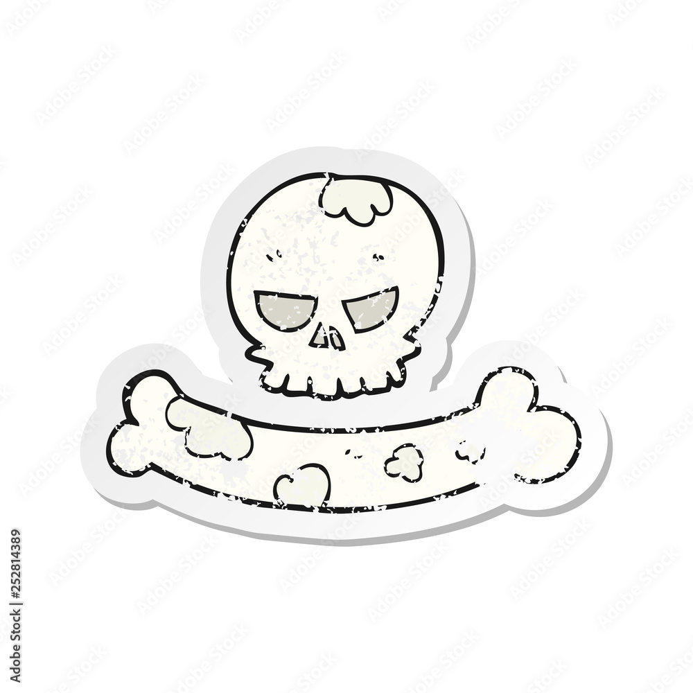 retro distressed sticker of a cartoon skull and bone symbol retro distressed sticker of a cartoon skull and bone symbol