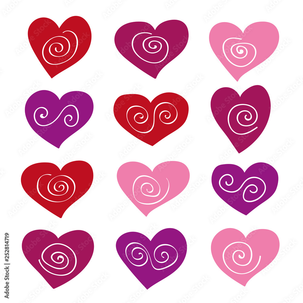 romantic vector heart icons romantic vector heart icons