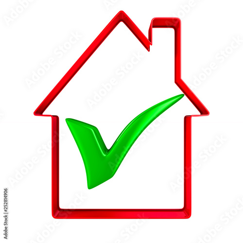 house with checkmark on whi...