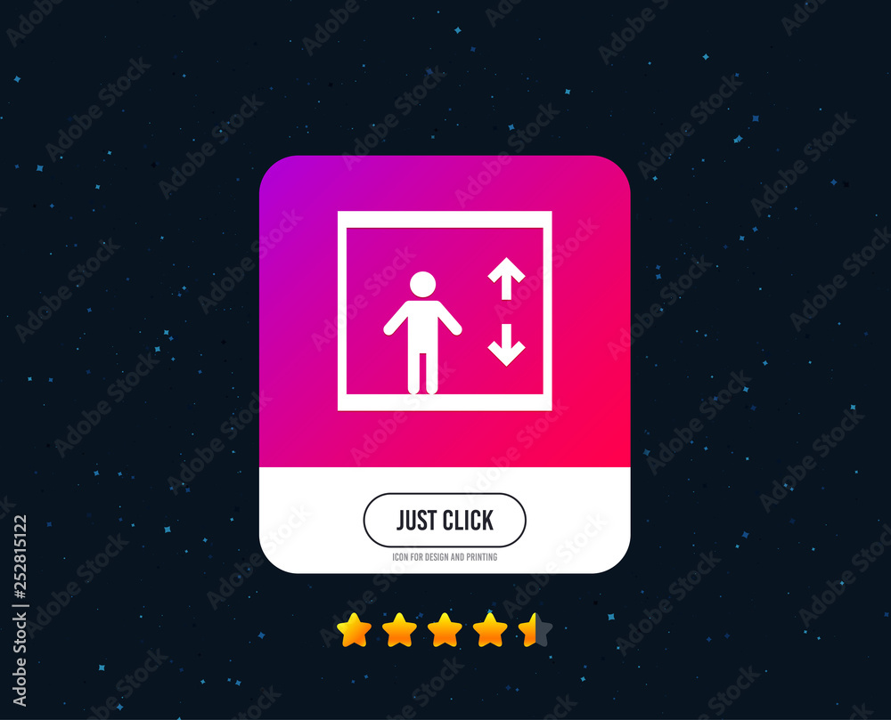 Elevator sign icon. Person symbol with up and down arrows. Web or internet icon design. Rating stars. Just click button. Vector Elevator sign icon. Person symbol with up and down arrows. Web or internet icon design. Rating stars. Just click button. Vector