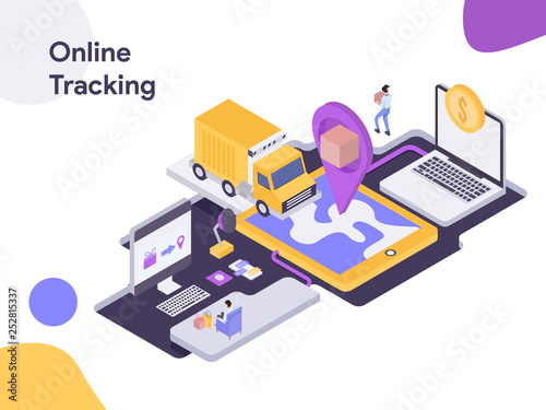Online Delivery Tracking Isometric Illustration. Modern flat design style for website and mobile website.Vector illustration