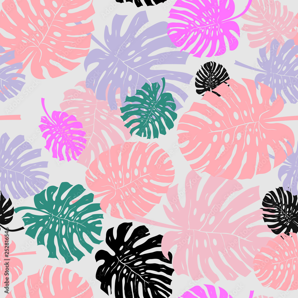 Light seamless elegant template with leaves. Pink, red glitter abstract with doodles and leaves. Pattern for design of fabric, wallpapers. Vector illustration. Isolated on white background. Light seamless elegant template with leaves. Pink, red glitter abstract with doodles and leaves. Pattern for design of fabric, wallpapers. Vector illustration. Isolated on white background.
