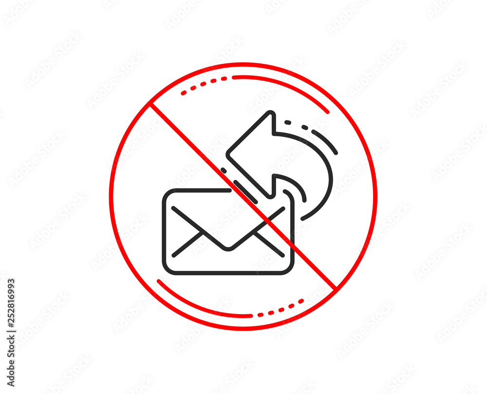No or stop sign. Share mail line icon. New newsletter sign. Phone E-mail symbol. Caution prohibited ban stop symbol. No icon design. Vector No or stop sign. Share mail line icon. New newsletter sign. Phone E-mail symbol. Caution prohibited ban stop symbol. No icon design. Vector