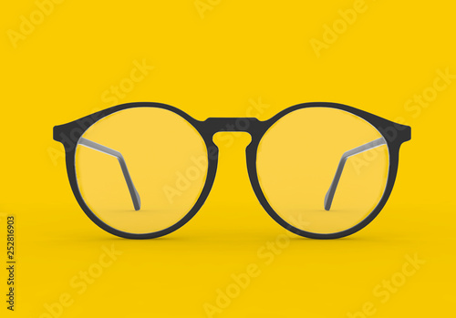 Glasses isolated Yellow Background