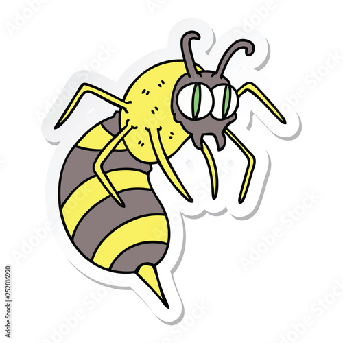 sticker of a quirky hand drawn cartoon wasp