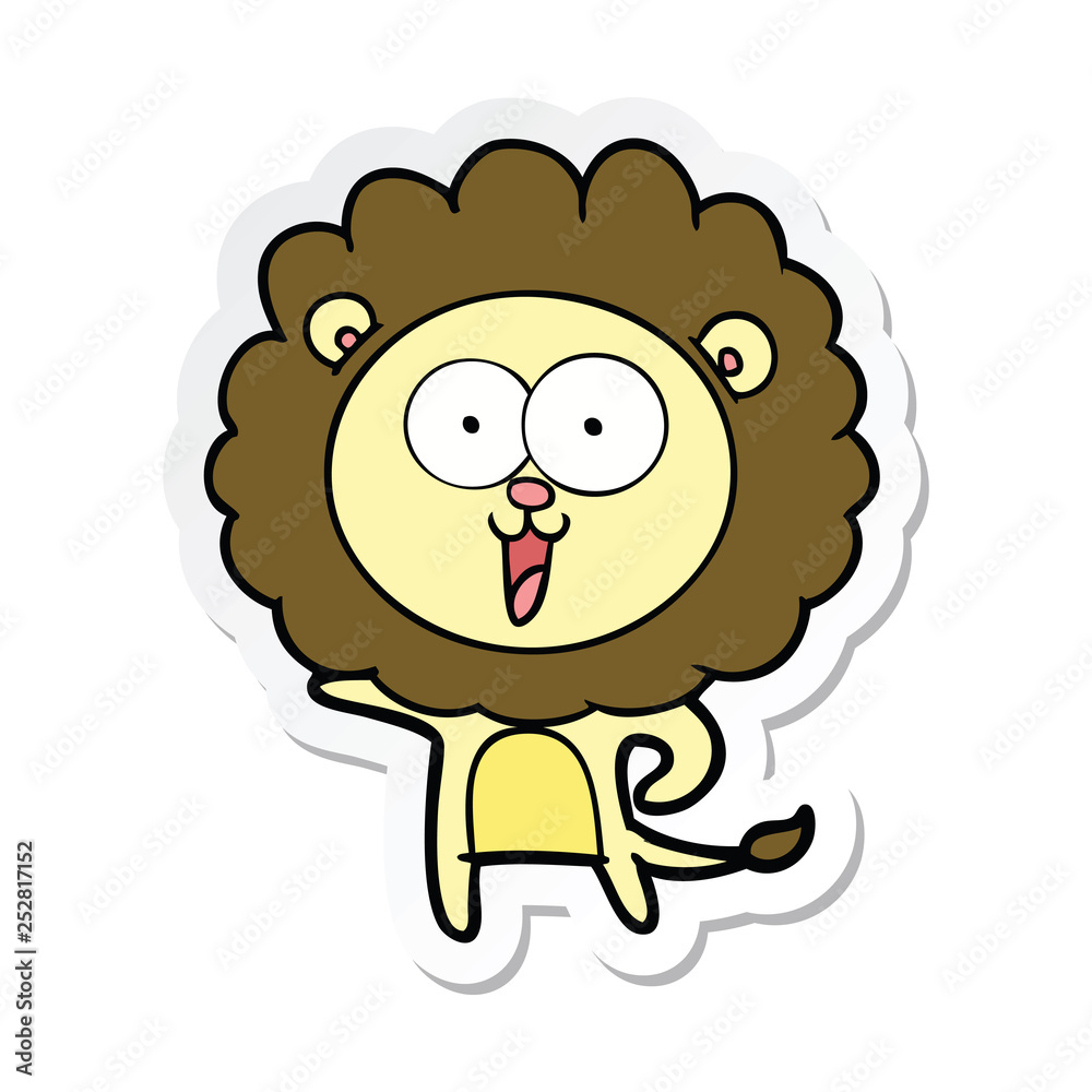 sticker of a happy cartoon lion sticker of a happy cartoon lion
