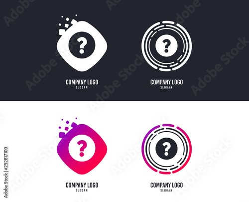 Logotype concept. Question mark sign icon. Help symbol. FAQ sign. Logo design. Colorful buttons with icons. Vector