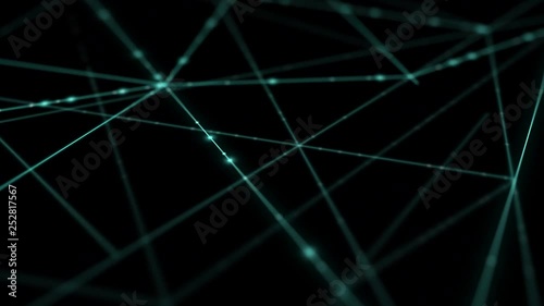 Abstract line lighting frame structure pattern wireframe polygon futuristic bokeh, digital data technology concept design on black background animation 4K with copy space