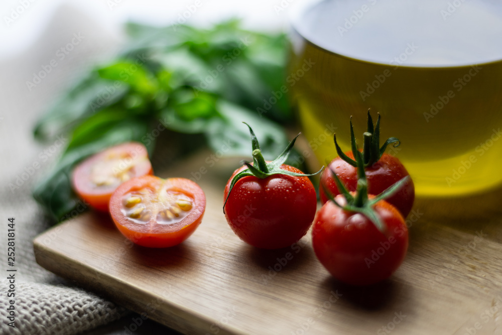 Cherry tomatoes and basil