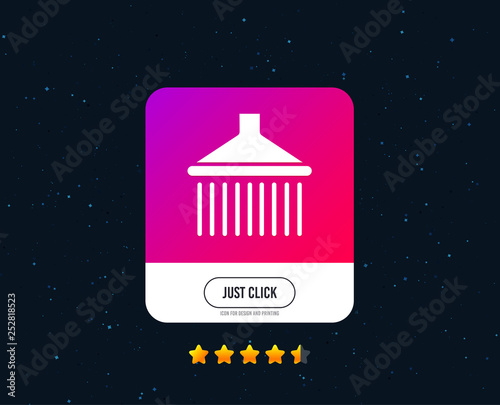 Shower sign icon. Douche with water drops symbol. Web or internet icon design. Rating stars. Just click button. Vector