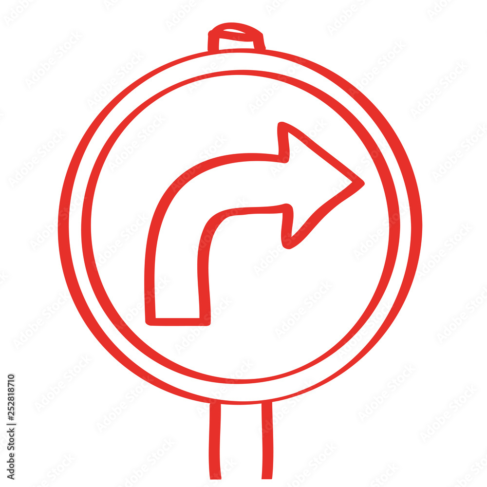 Handgezeichnetes Schild mit Pfeil nach rechts in rot Handgezeichnetes Schild mit Pfeil nach rechts in rot