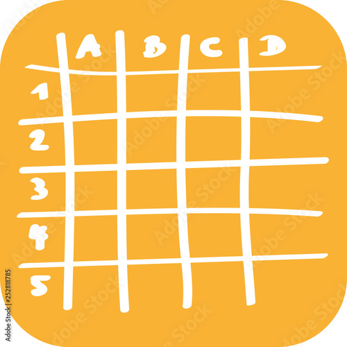 Handgezeichnete Tabelle auf orangenem Hintergrund