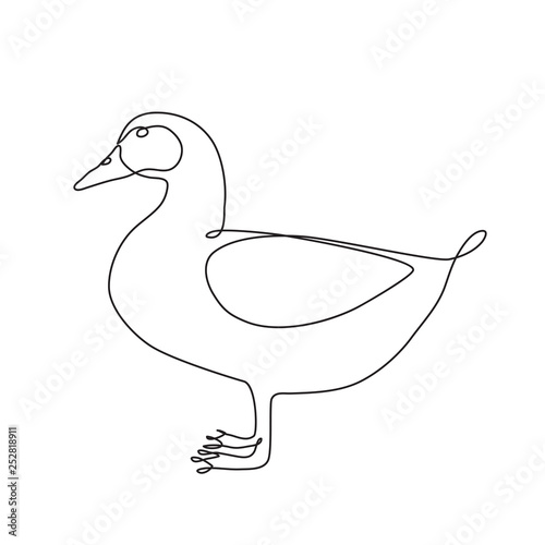 One line drawing of a Duck